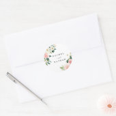 Blush White Bloom Floral gepersonaliseerd Ronde Sticker (Envelop)