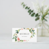 Blush White Bloom Floral Visitekaartje (Staand voorkant)