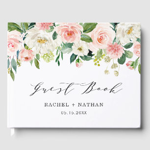 Blush White Bloom Floral Wedding Guestbook Gastenboek