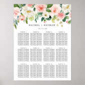Blush White Bloom Floral Wedding Seating Chart Poster (Voorkant)