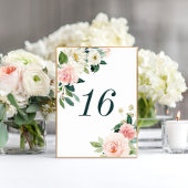 Blush White Bloom Floral Wedstrijding Table Number Kaart