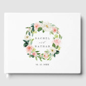 Blush White Bloom Floral Wreath Bruiloft Gastenboe Gastenboek (Voorkant)