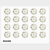 Blush White Bloom Floral Wreath Monogram Ronde Sticker (Vel)