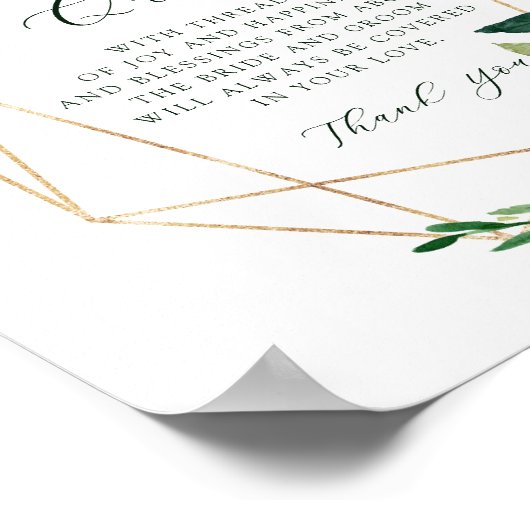 Blush White Bloom Gold Geometric lijst Guest Quilt Poster (Hoek)