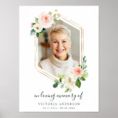 Blush White Bloom Gold Hexagon Funeral Welkom Poster (Voorkant)