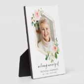 Blush White Bloom Gold Hexagon Memorial Fotoplaat (Zijkant)