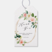 Blush White Bloom Gold Lijst bruiloft dank u Cadeaulabel (Voorkant)