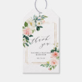 Blush White Bloom Gold Lijst bruiloft dank u Cadeaulabel (Voorkant)