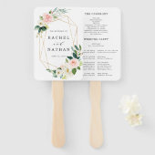 Blush White Bloom Gold Lijst huwelijksprogramma Handwaaier (Voorkant en achterkant)