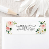 Blush White Bloom Waterverf Bloemen Adres Etiket (Insitu)