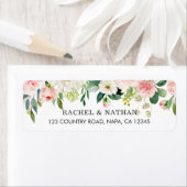 Blush White Bloom Waterverf Bloemen Adres Etiket (Insitu)