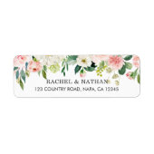 Blush White Bloom Waterverf Bloemen Adres Etiket (Voorkant)