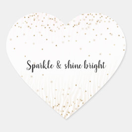 Blush White Cream Zebra Gold Confetti Sparkle Hart Sticker