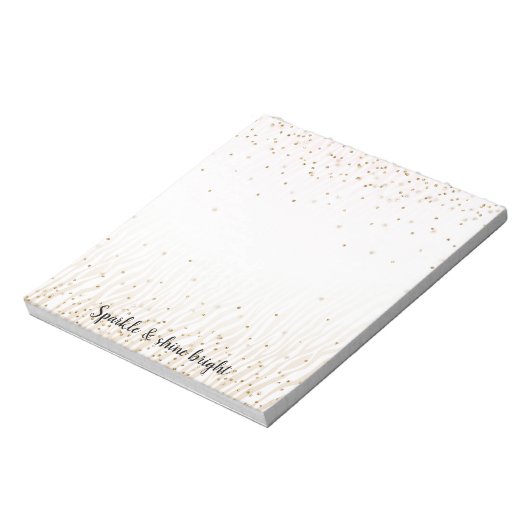 Blush White Cream Zebra Gold Confetti Sparkle Notitieblok (Linkerzijde)