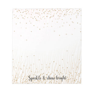 Blush White Cream Zebra Gold Confetti Sparkle Notitieblok