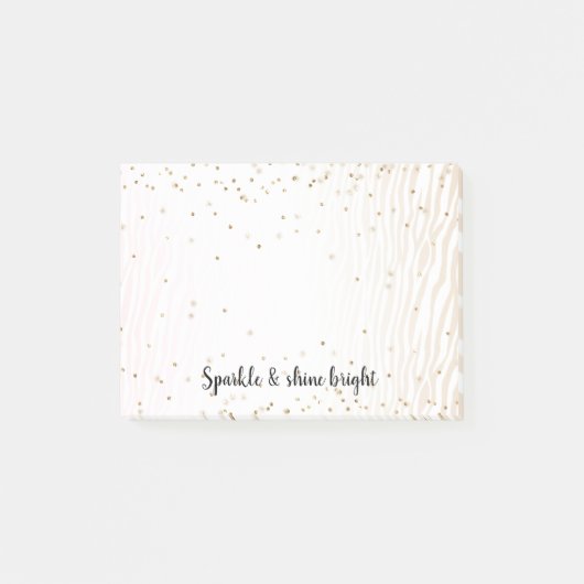 Blush White Cream Zebra Gold Confetti Sparkle Post-it® Notes (Voorkant)