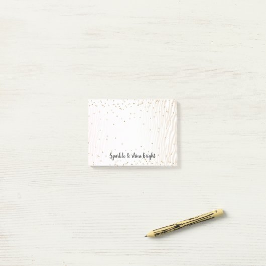 Blush White Cream Zebra Gold Confetti Sparkle Post-it® Notes (Op bureau)