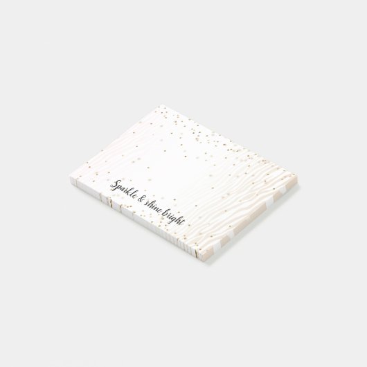 Blush White Cream Zebra Gold Confetti Sparkle Post-it® Notes (Schuin)