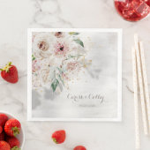 Blush White Dahlias Peony Floral Shadow Paper Dinn Servet (Insitu)