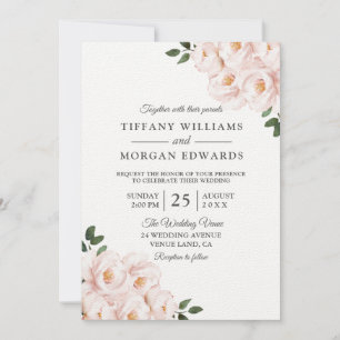 Blush & White Elegant All Seasons Weddenschap Kaart