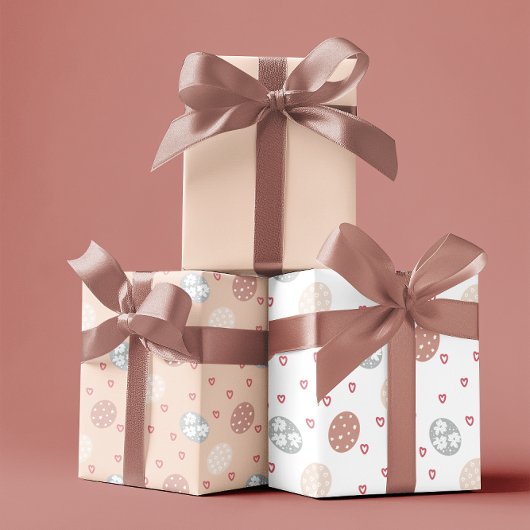 Blush & White Elegant Boho Pasen Inpakpapier Vel