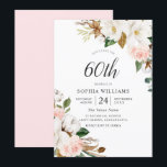 Blush & White Elegant Flowers 60th Birthday Party Kaart<br><div class="desc">Blush & White Elegant Flowers 60th Birthday Party Invitation Zie overeenkomend collectie in Niche en Nest Store</div>