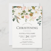 Blush & White Floral Beauful Christening Baptisme Kaart (Voorkant)