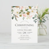 Blush & White Floral Beauful Christening Baptisme Kaart (Staand voorkant)