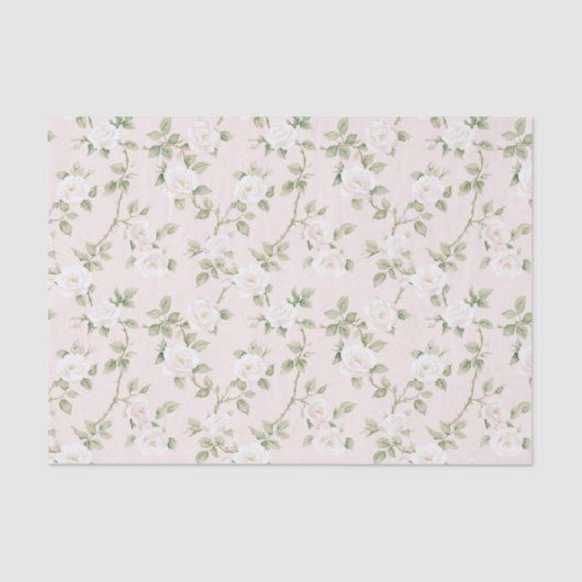 Blush White Floral Bridal Shower Tissuepapier (Voorkant)