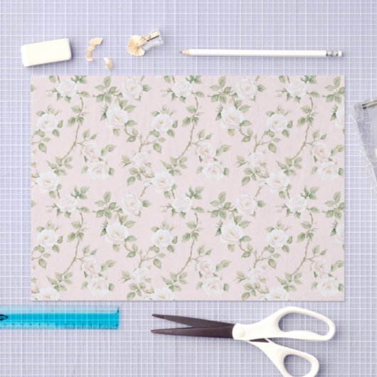 Blush White Floral Bridal Shower Tissuepapier (Craft)