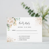 Blush white floral eucalyptus baptisme RSVP-kaart RSVP Kaartje (Staand voorkant)