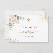 Blush white floral eucalyptus baptisme RSVP-kaart RSVP Kaartje (Achterkant)