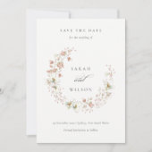 Blush White Floral met de spits Save the Date Invi Bedankkaart (Voorkant)