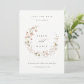 Blush White Floral met de spits Save the Date Invi Bedankkaart (Staand voorkant)