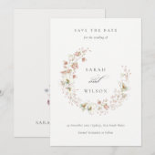 Blush White Floral met de spits Save the Date Invi Bedankkaart (Voorkant / Achterkant)