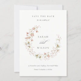Blush White Floral met de spits Save the Date Invi Bedankkaart