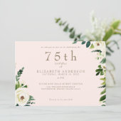 Blush White Floral Verjaardag Kaart (Staand voorkant)