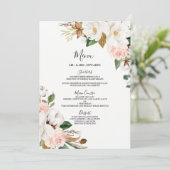 Blush White Floral Wedding or Rehearsal Dinner Menu (Staand voorkant)