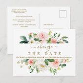 Blush White Floral Wedding Postponed New Plan Briefkaart (Voorkant / Achterkant)