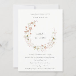 Blush White Floral Wreate Vrijgezellenfeest Invite Bedankkaart