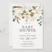 Blush & White Florals Beauful Baby shower Kaart (Voorkant)