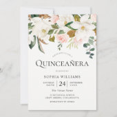 Blush & White Florals Beauful Quinceañera Party Kaart (Voorkant)