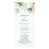 Blush white florals bruiloftsprogramma reclamekaart (Voorkant)