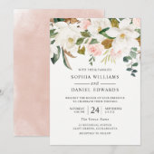 Blush & White Florals Elegant Modern Wedding Kaart (Voorkant / Achterkant)