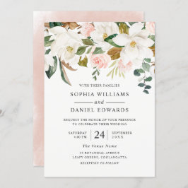 Blush & White Florals Elegant Modern Wedding Kaart