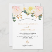 Blush white florals Gold greenery bruiloft Kaart (Voorkant)