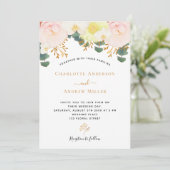 Blush white florals Gold greenery bruiloft Kaart (Staand voorkant)