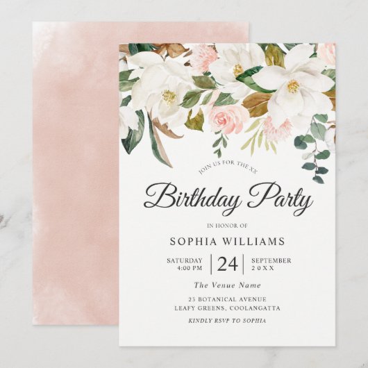 Blush & White Flowers de hele jaren door Kaart (Voorkant / Achterkant)