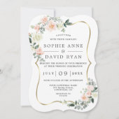 Blush White Flowers Gold in één keer Kaart (Voorkant)