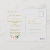 Blush White Flowers Gold Love is Patiënt Wedding Briefkaart (Achterkant)